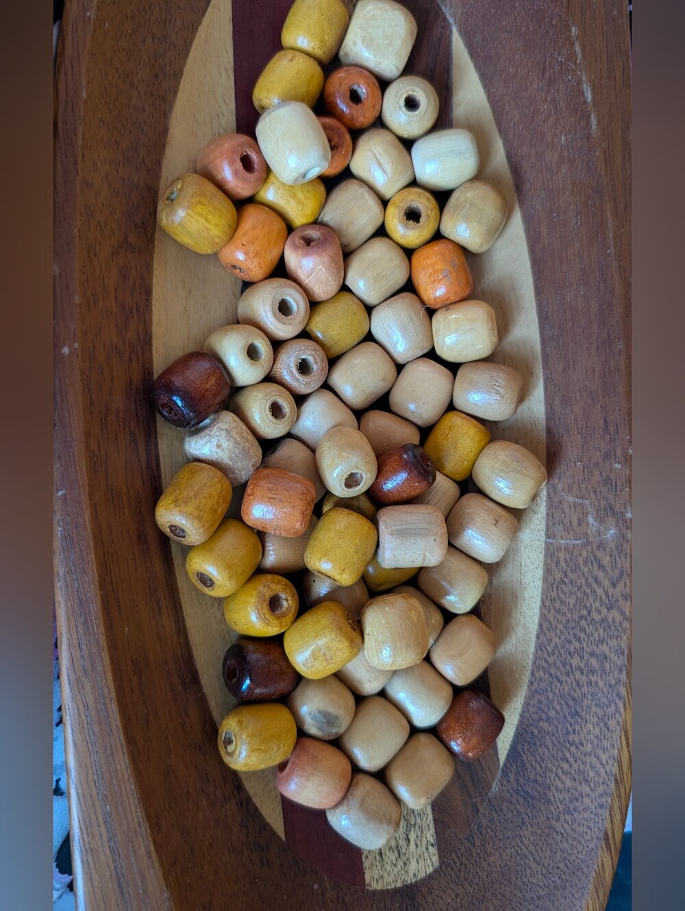 Vintage 1970s Hand-Drilled 12mm Wooden Beads (65) Assortment - Mixed Earth Tones